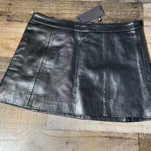 NWT One Teaspoon Aline Sheep Leather Mini Skirt Black Genuine Leather Small